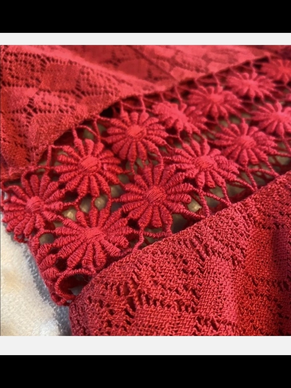 Free People Red Crochet Daisy Cut-Out Waist Dress Size 4 - Picture 2 of 7